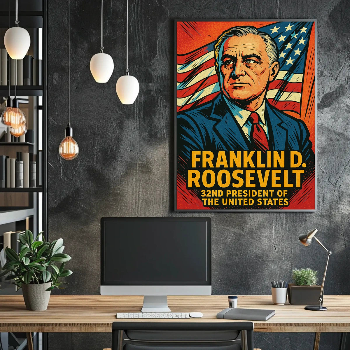 Franklin D Roosevelt 32nd President Poster Wall Art Print