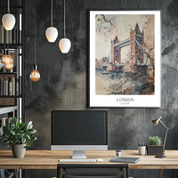 Tower Bridge London Watercolor Urban or Cityscape Poster PosterGoat