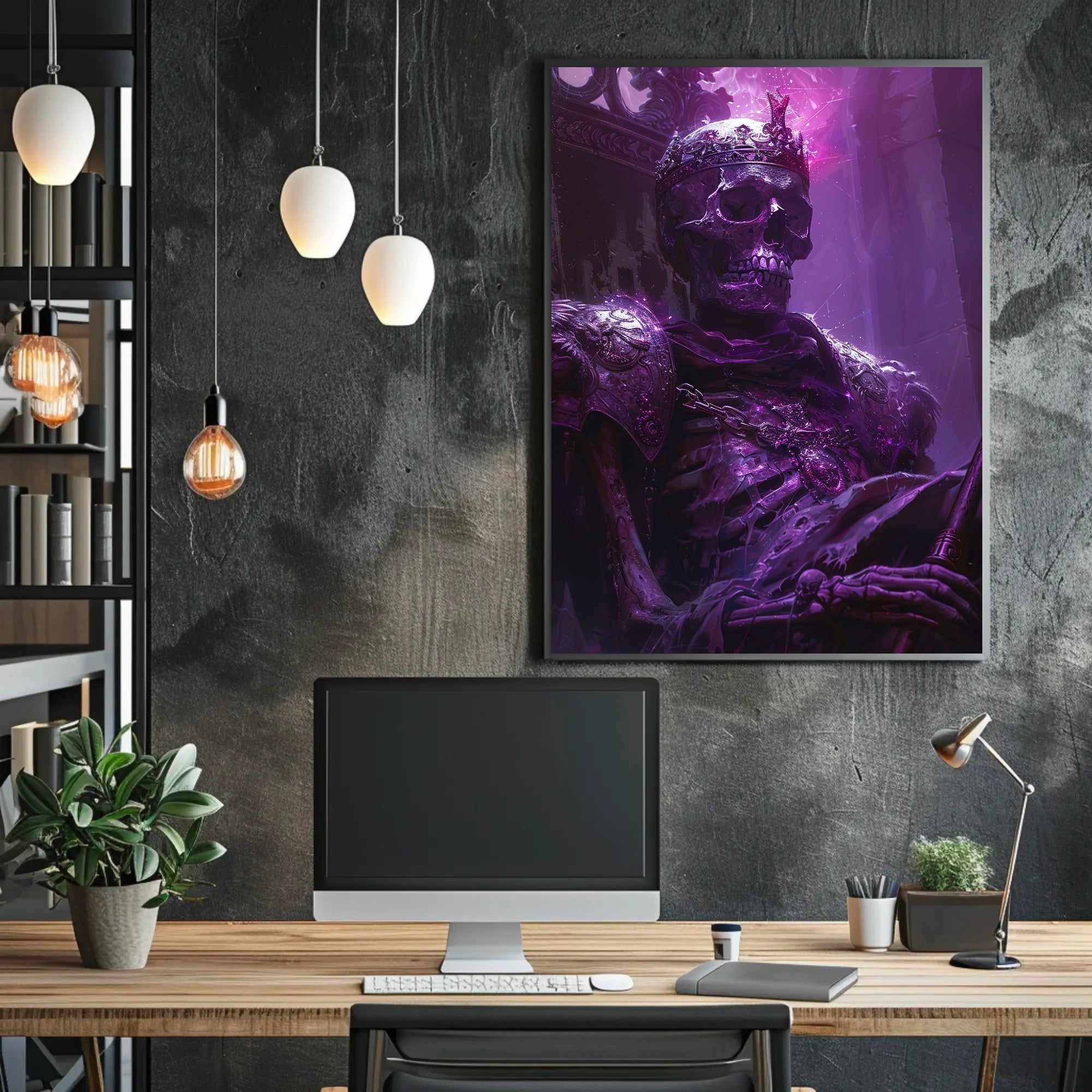 Skeletal Monarch's Throne: A Dark Fantasy Poster