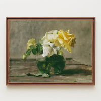 Vase of Yellow and White Roses Poster
