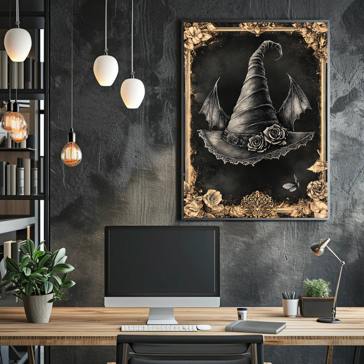 Vintage Witch Hat Gothic Fantasy Artistic Poster