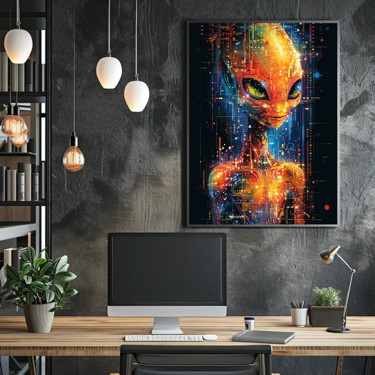 Digital Alien Visage Poster