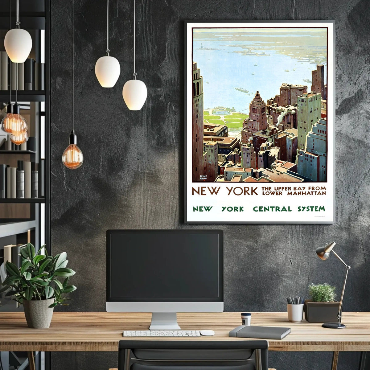 New York City Skyline Travel Poster Vintage Wall Art