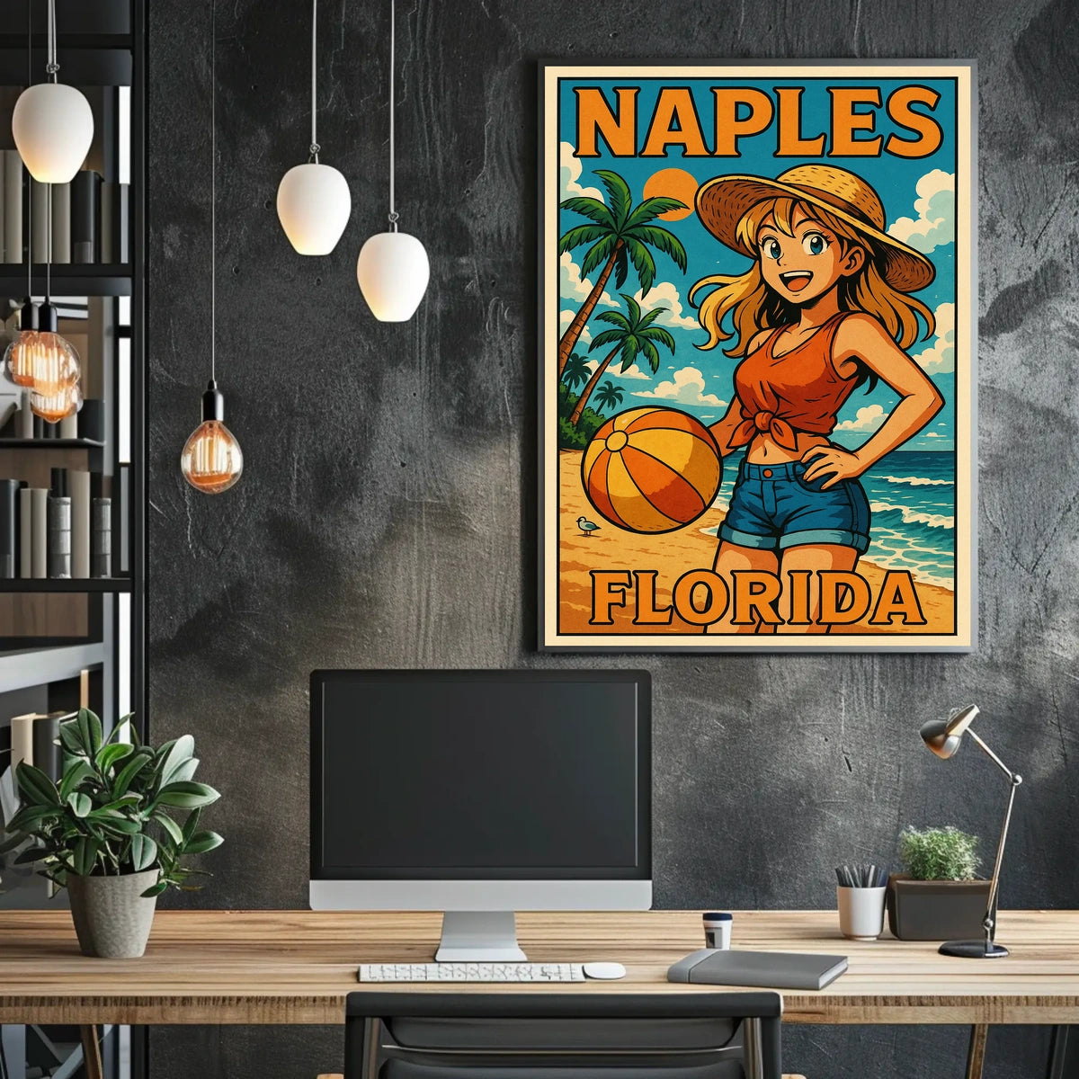 Naples Florida Beach Vibes Poster Coastal Wall Art 18x24