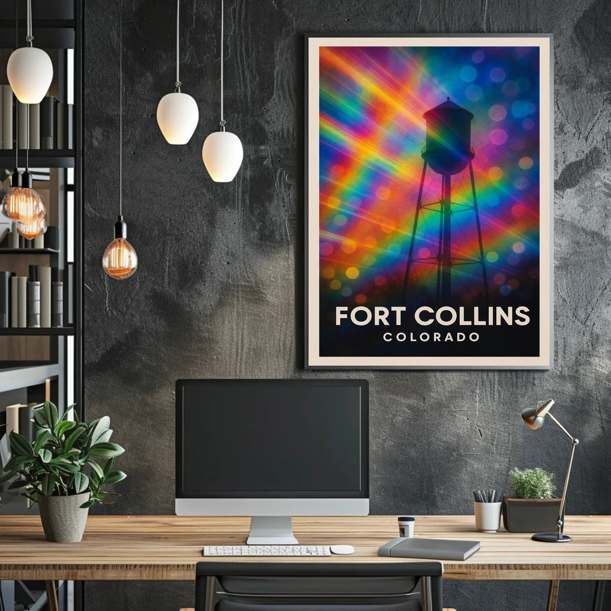 Fort Collins Water Tower Minimalist Realism Decor Poster