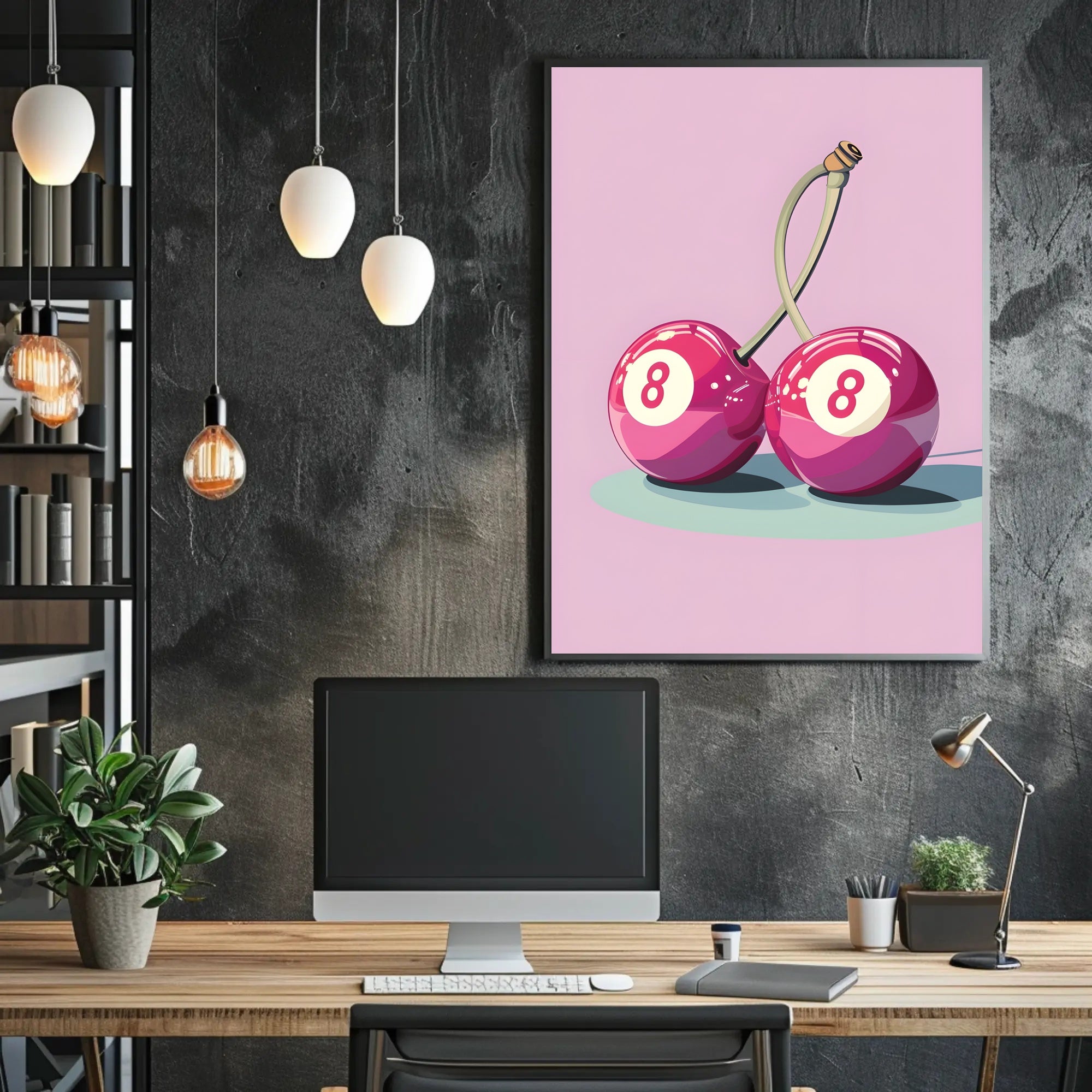 Cherry Billiard Balls Pop Culture Poster PosterGoat