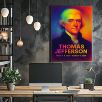 Thomas Jefferson 3rd President of the United States Neon Gradient Overlay Poster
