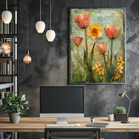 Floral Elegance: Tulips & Daffodils Vintage Artistic Poster PosterGoat