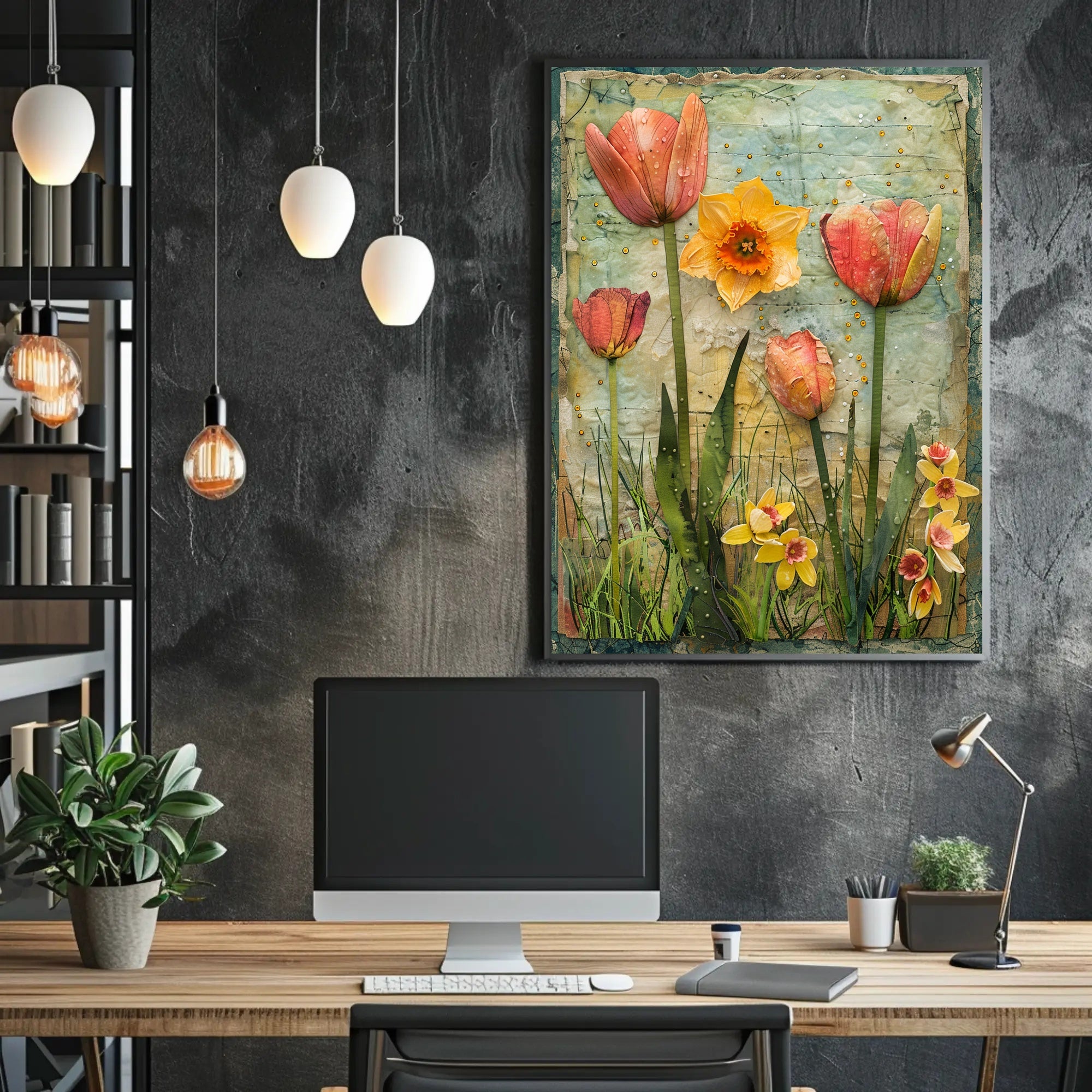 Floral Elegance: Tulips & Daffodils Vintage Artistic Poster PosterGoat