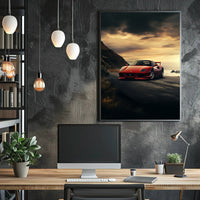Sunset Drive Red Sports Car Poster