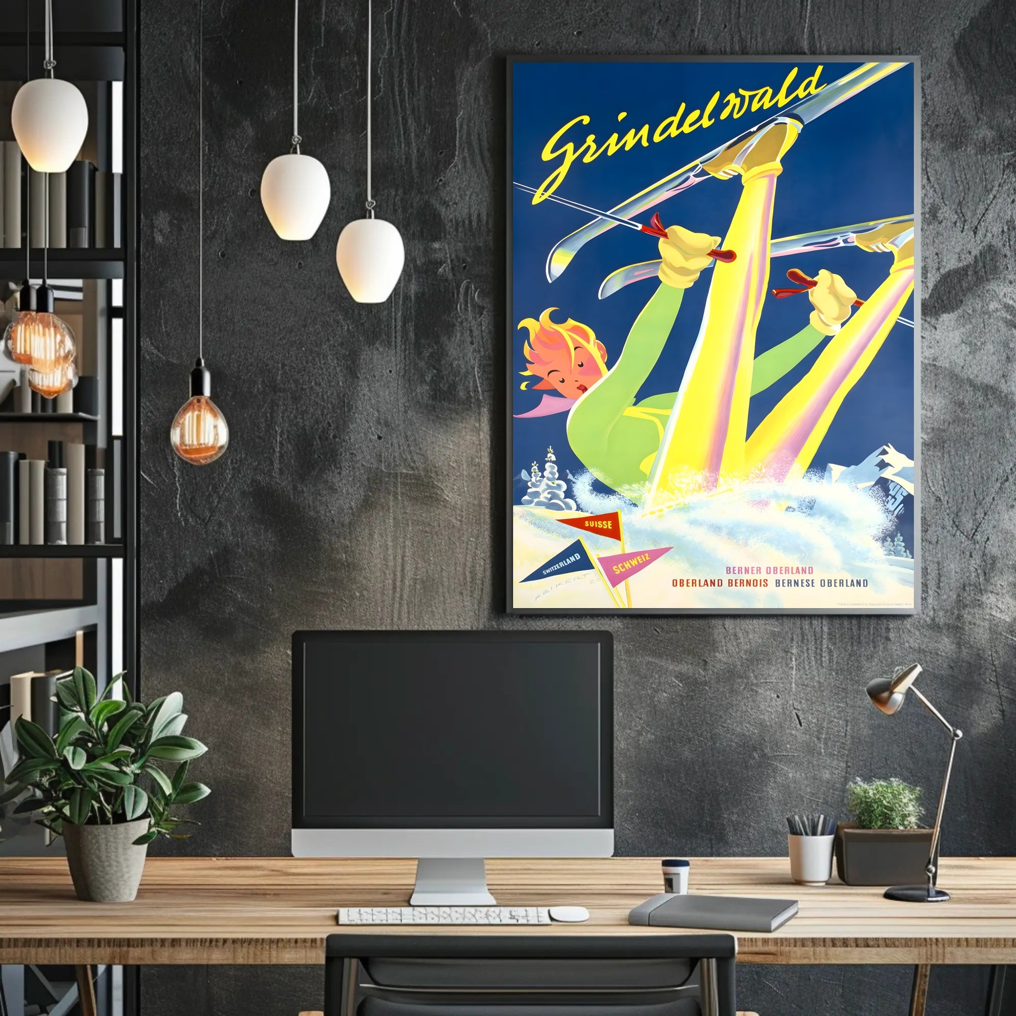 Swiss Ski Adventure Vintage Travel Poster PosterGoat