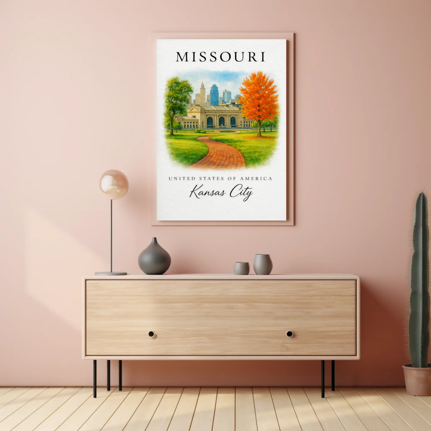 Kansas City Missouri Capitol Autumn Skyline Poster Poster