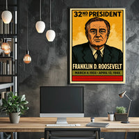 Franklin D. Roosevelt 32nd President of the United States Inked Comic Style Poster