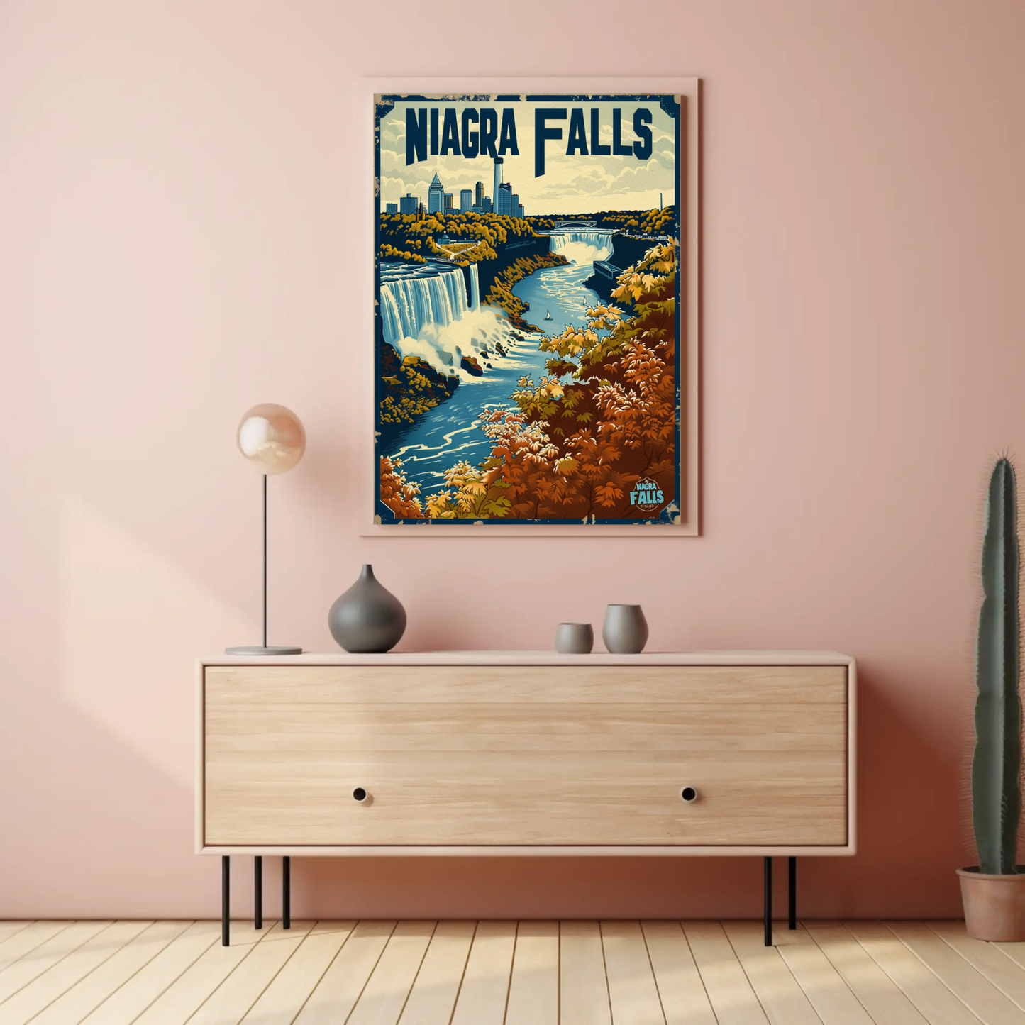 Niagara Falls Autumn Waterfall Travel Poster