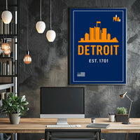 Detroit Skyline Est. 1701 Poster PosterGoat