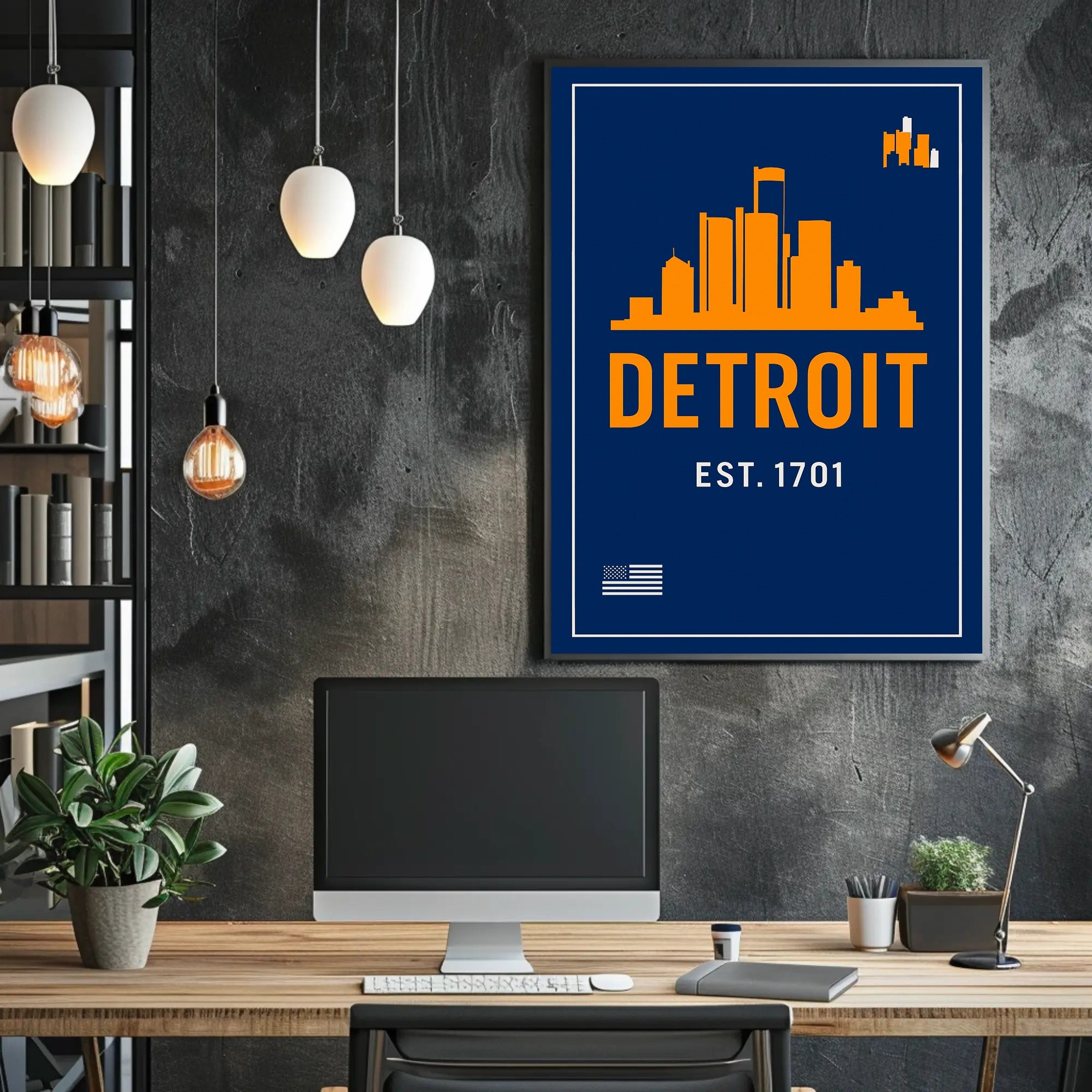 Detroit Skyline Est. 1701 Poster PosterGoat