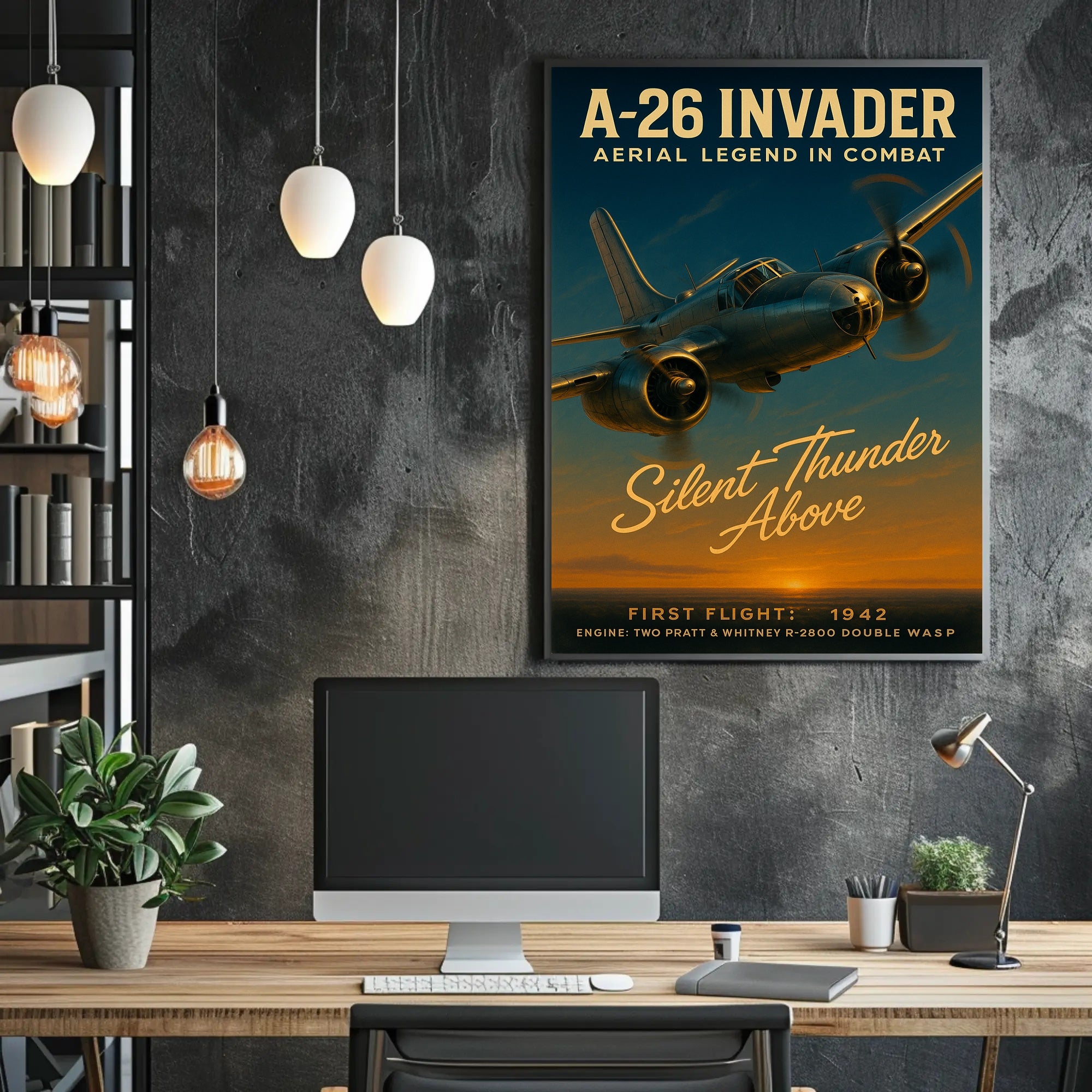 A-26 Invader Vintage Aviation WWII Poster