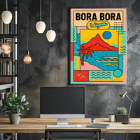 Bora Bora Getaway Modern Geometric Travel Poster PosterGoat