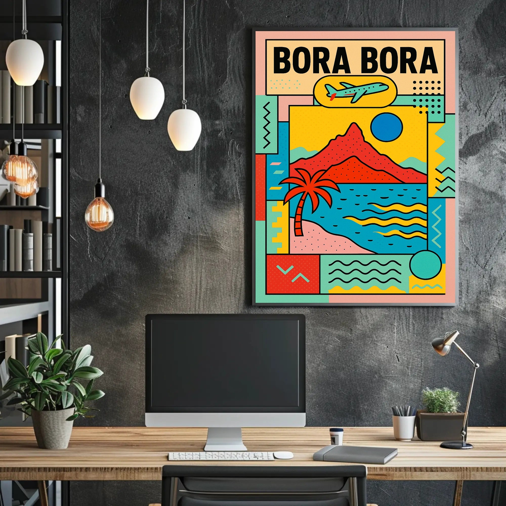 Bora Bora Getaway Modern Geometric Travel Poster PosterGoat