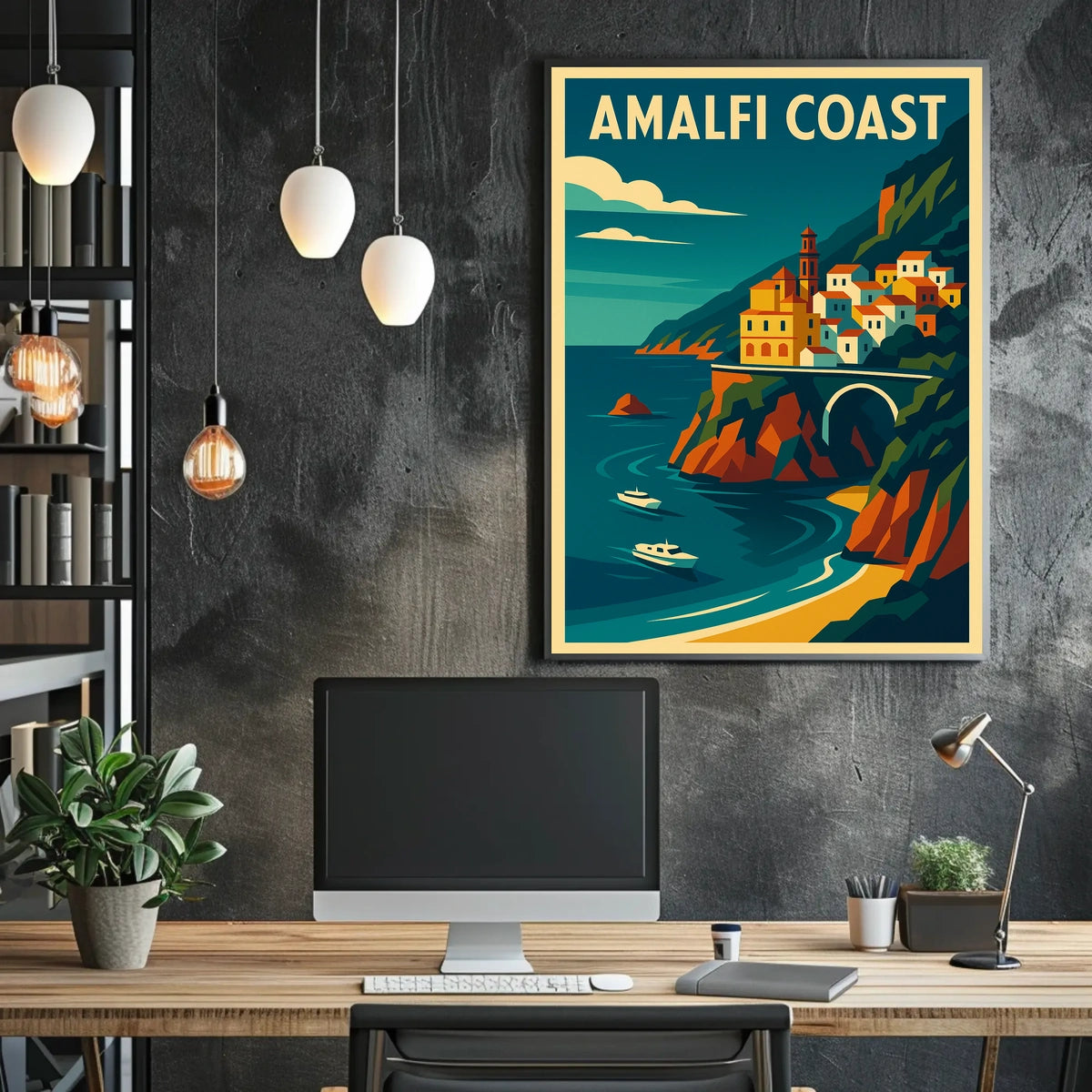 Amalfi Coast Travel Poster Wall Art Coastal Decor Print