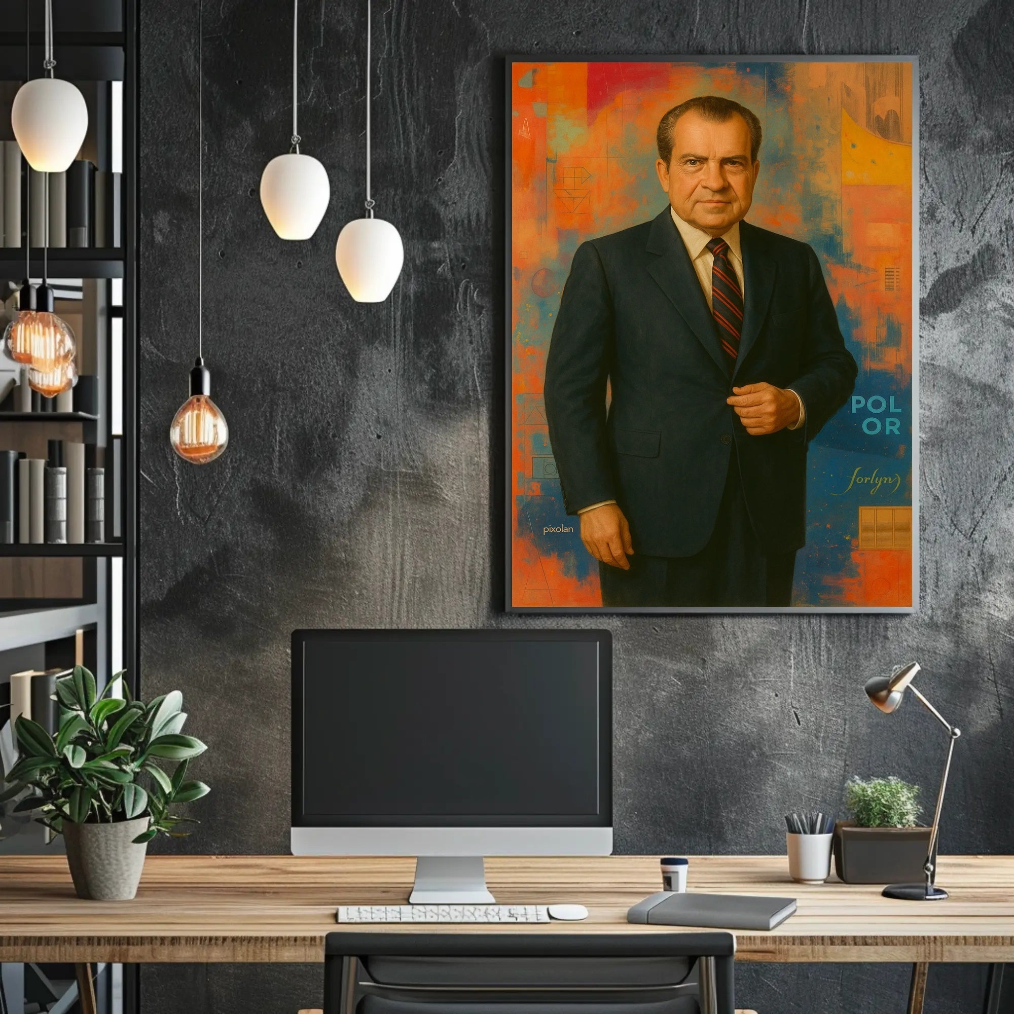 Elegant Portrait with Abstract Flair - Artistic Poster