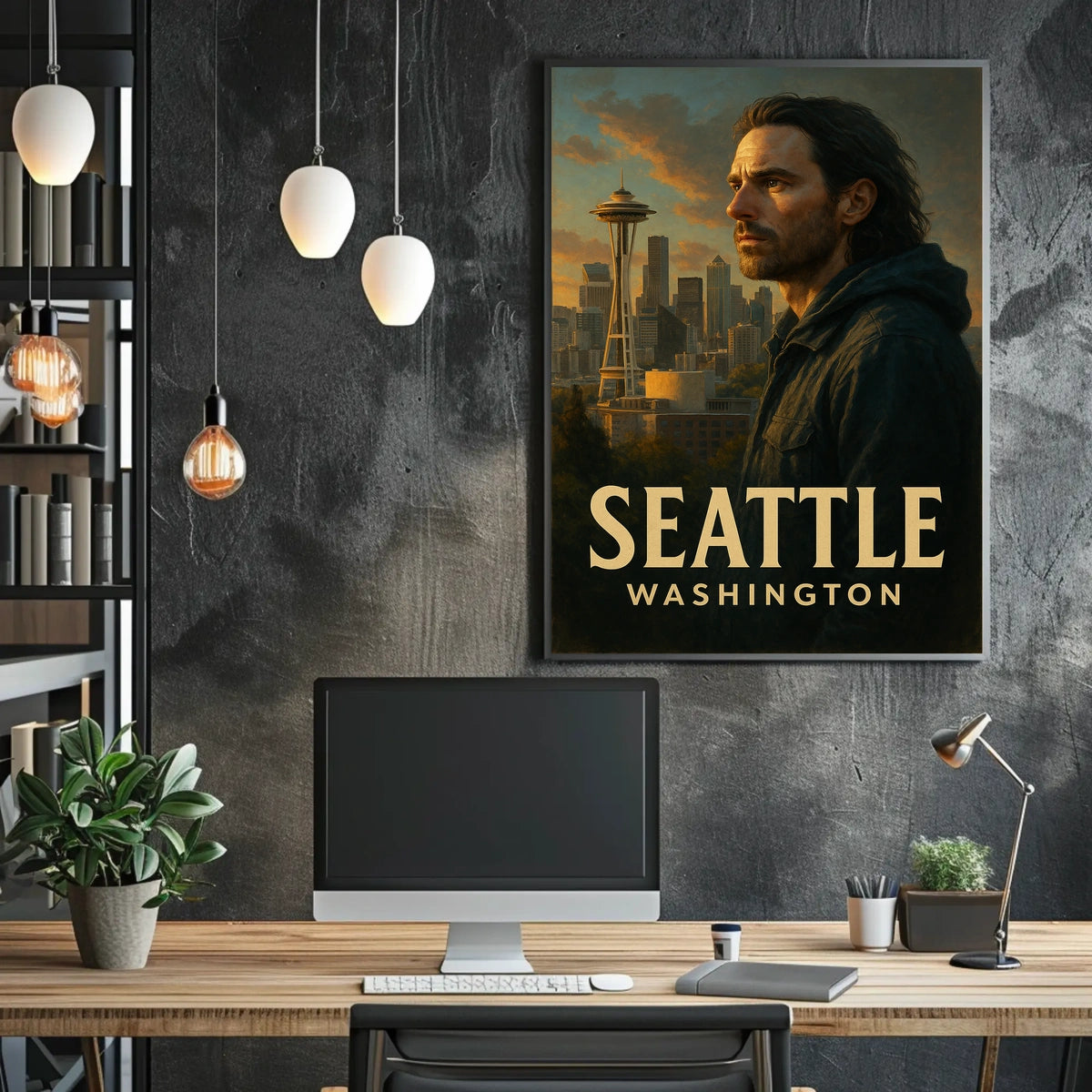 Seattle Skyline Portrait Poster