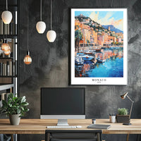 Monaco Harbor Impressionistic Style Travel Poster PosterGoat