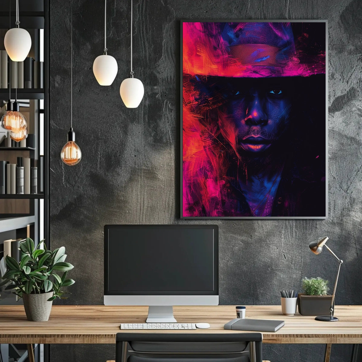 Dramatic Abstract Portrait Poster in Vibrant Colors