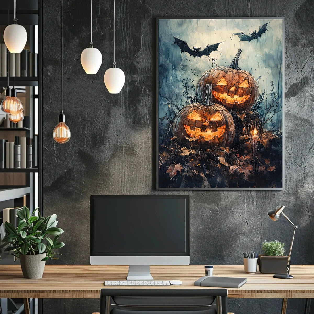 Halloween Pumpkin Glow: Abstract, Artistic, or Pop Culture Poster