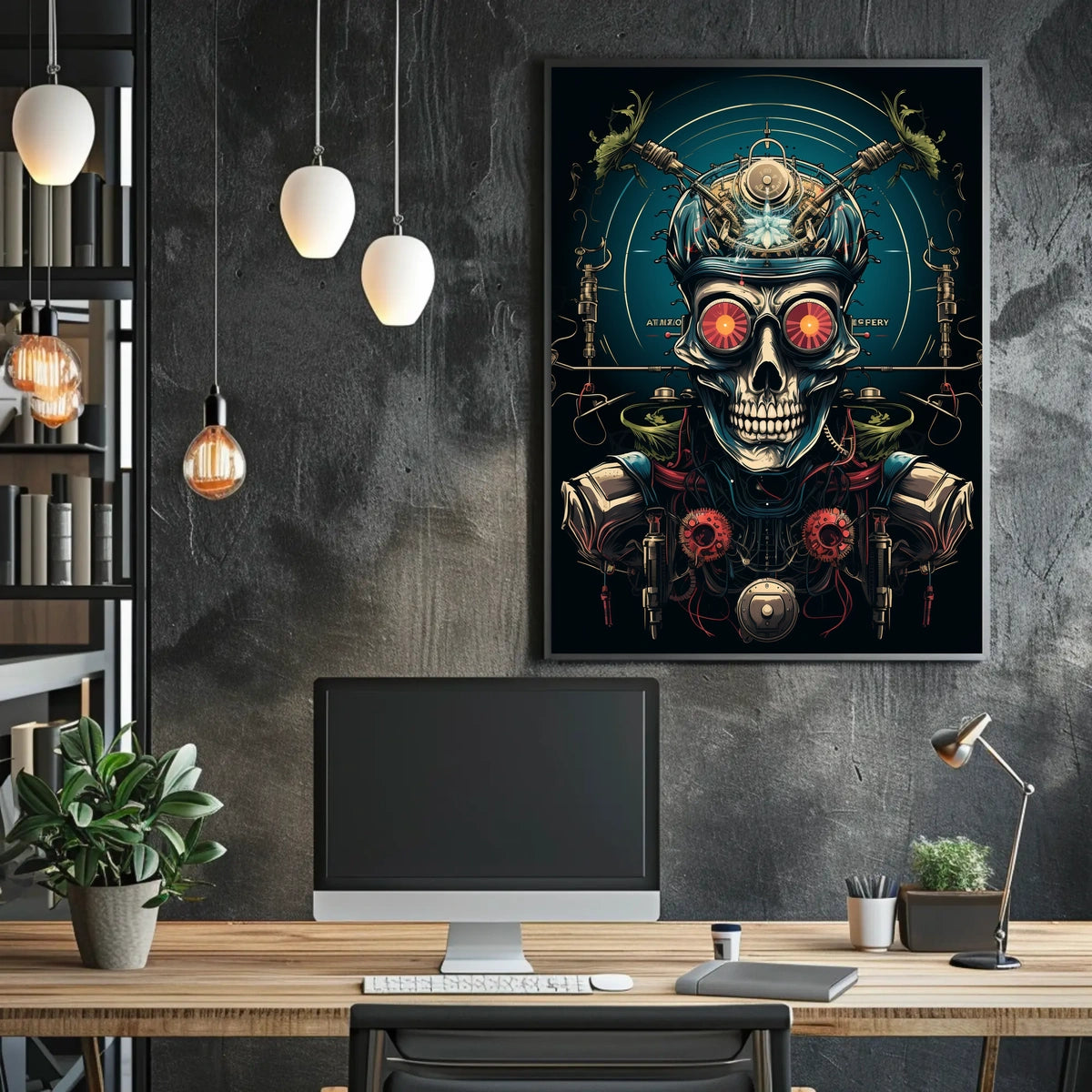 Cybernetic Skull Art Poster