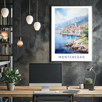 Montenegro Coastal Village Watercolor Travel Poster PosterGoat