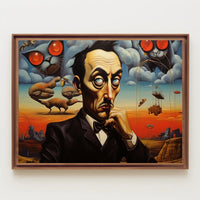 Surrealistic Abstract Art Dreamscape with Black Suit Figure Poster