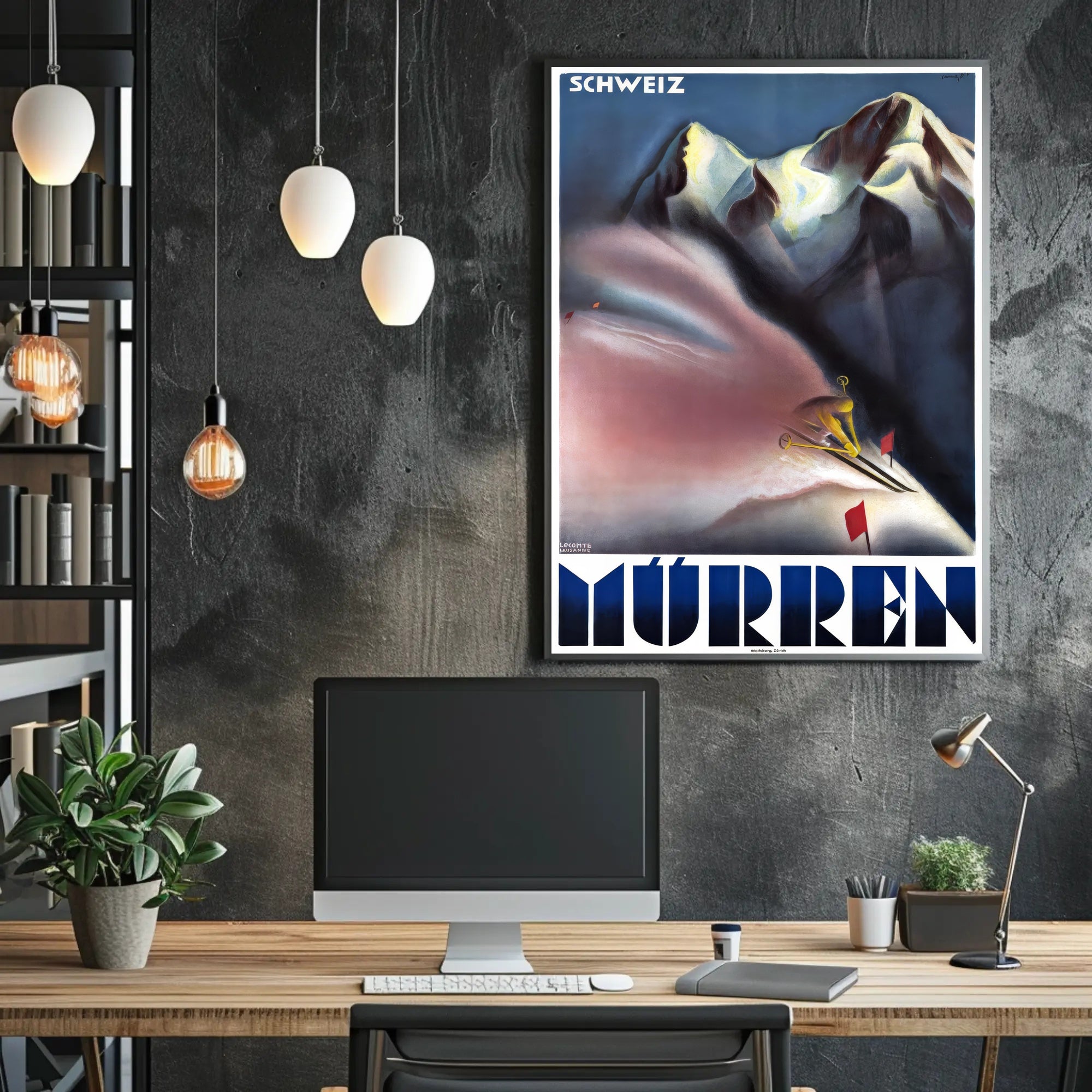 Ski Adventure in Mürren Vintage Travel Poster PosterGoat