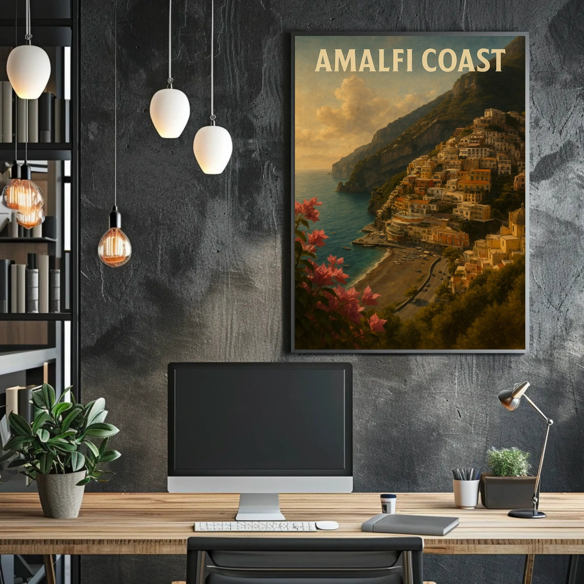 Amalfi Coast Poster Wall Art for Coastal Decor and Travel