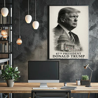 Donald Trump Resolute Visionary Above the Capitol Poster