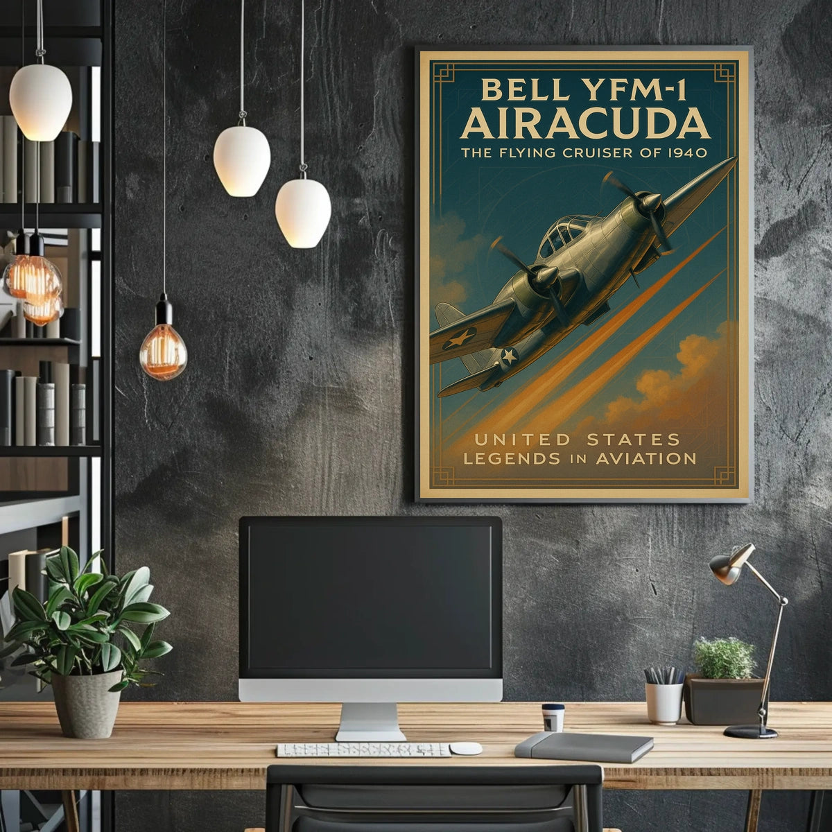Bell YFM-1 Airacuda Vintage Aviation Poster Print