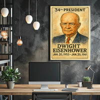 Dwight D. Eisenhower 34th President of the United States Exaggerated Cartoon Sketch Poster