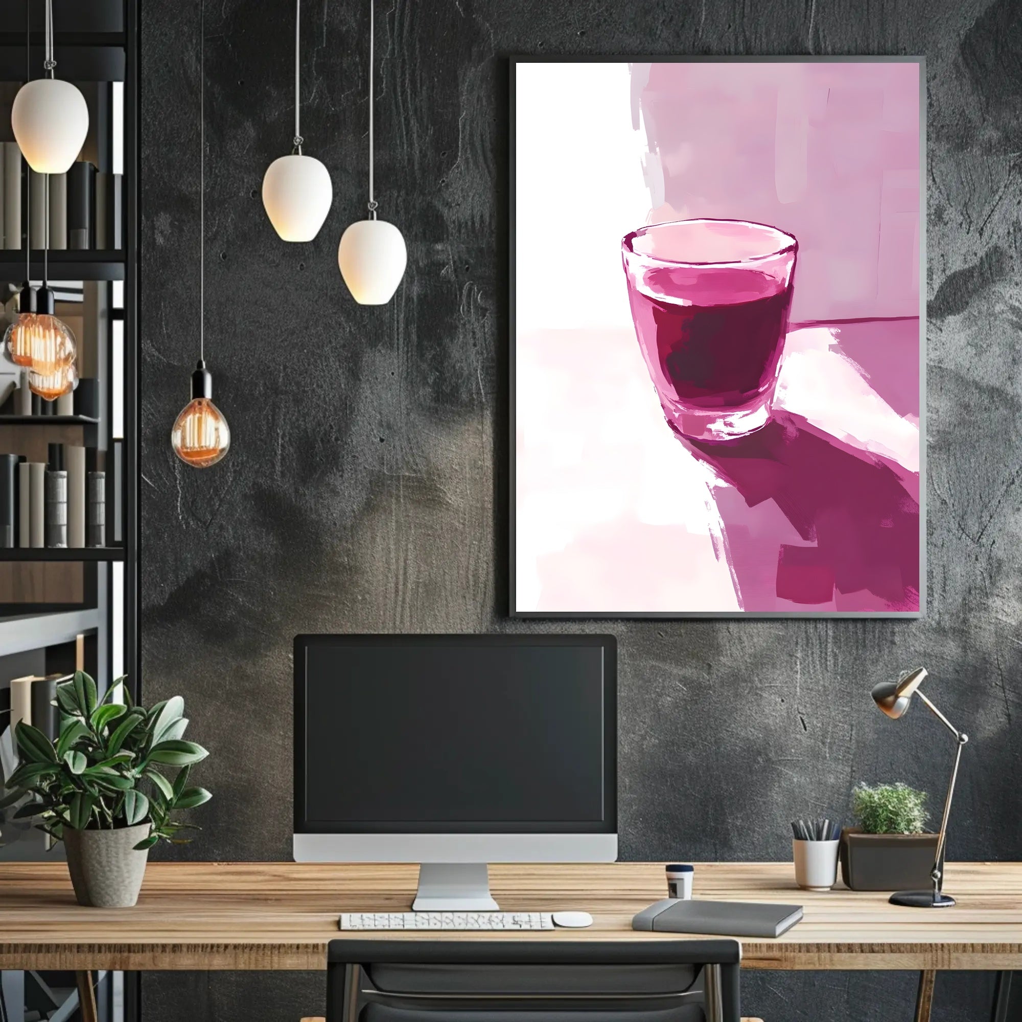 Glass Of Red Abstract Poster Wall Art Print