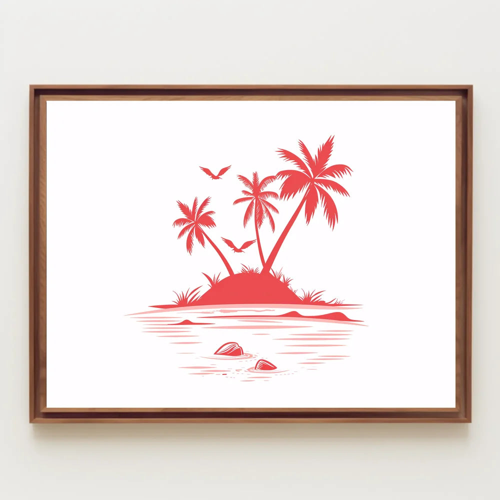 Tropical Island Minimalist Poster: Serene Beach Art Decor