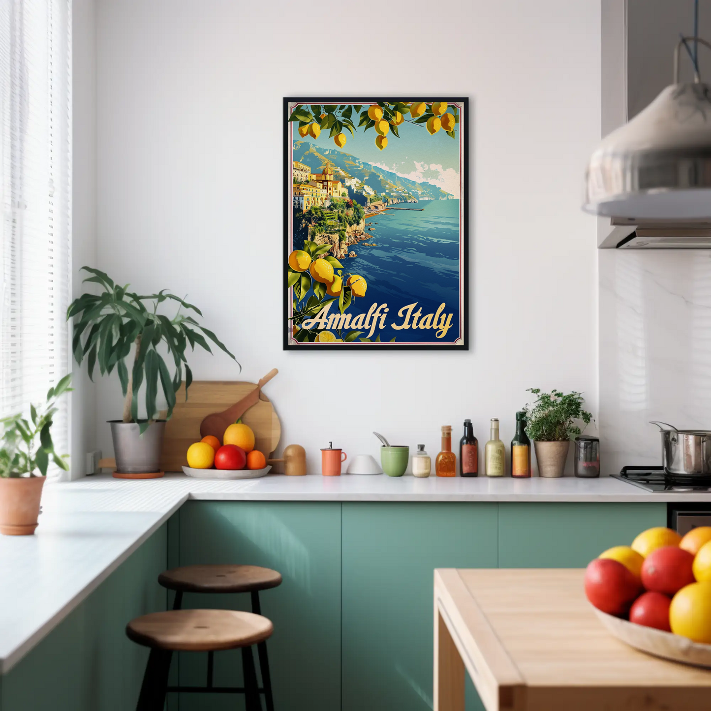 Amalfi Italy Bright Vintage Poster