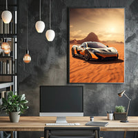 Sleek Supercar in the Desert Poster PosterGoat