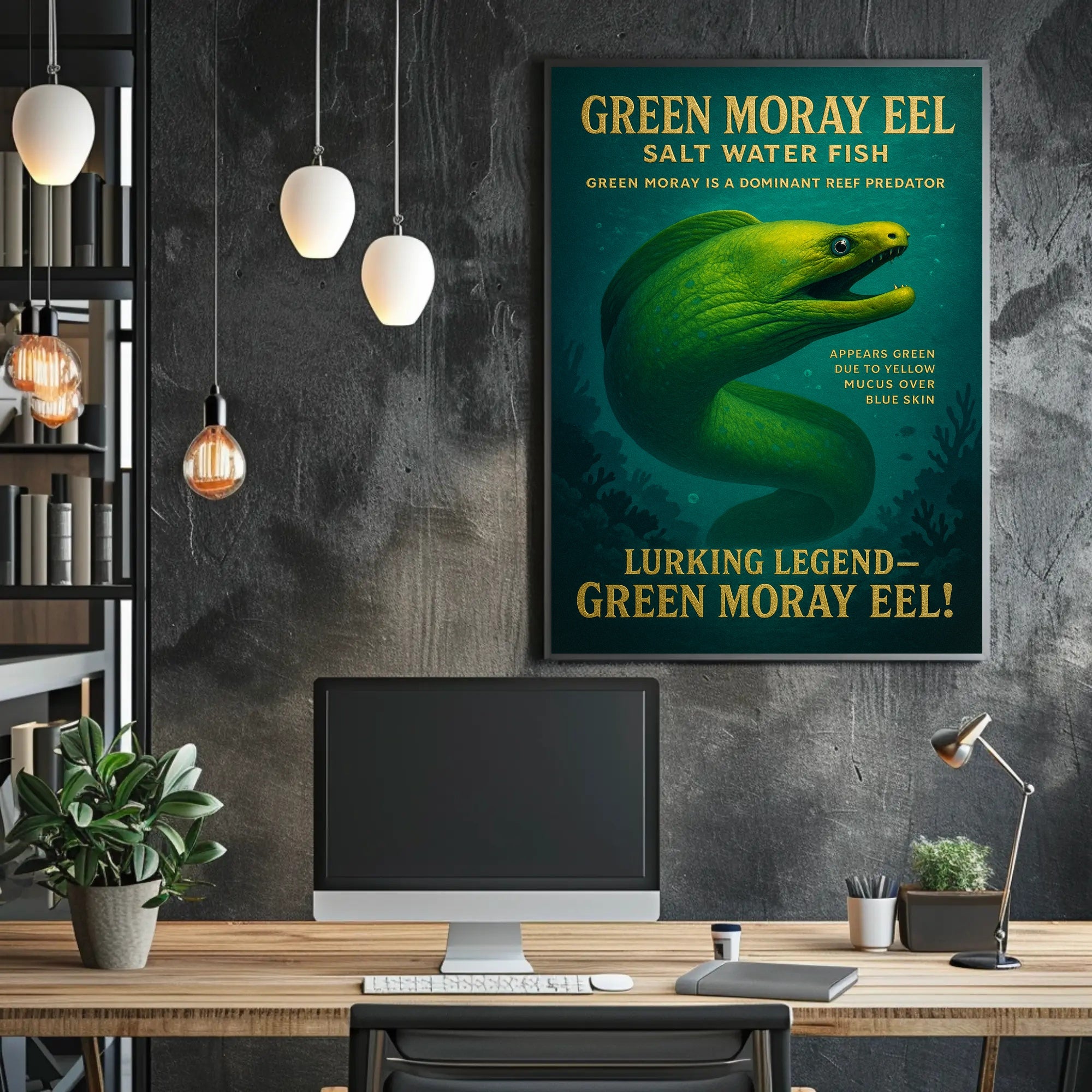 Green Moray Eel Vintage Poster Wall Art Print