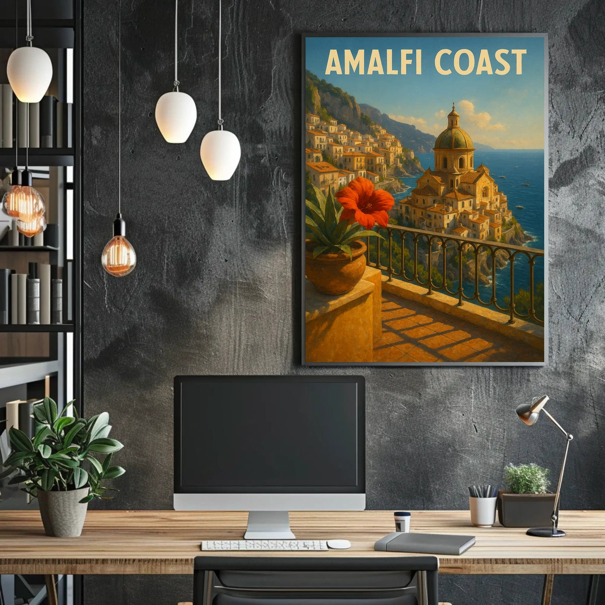 Amalfi Coast Poster Wall Art for Coastal Home Decor