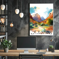 Zion Watercolor Wall Art Poster
