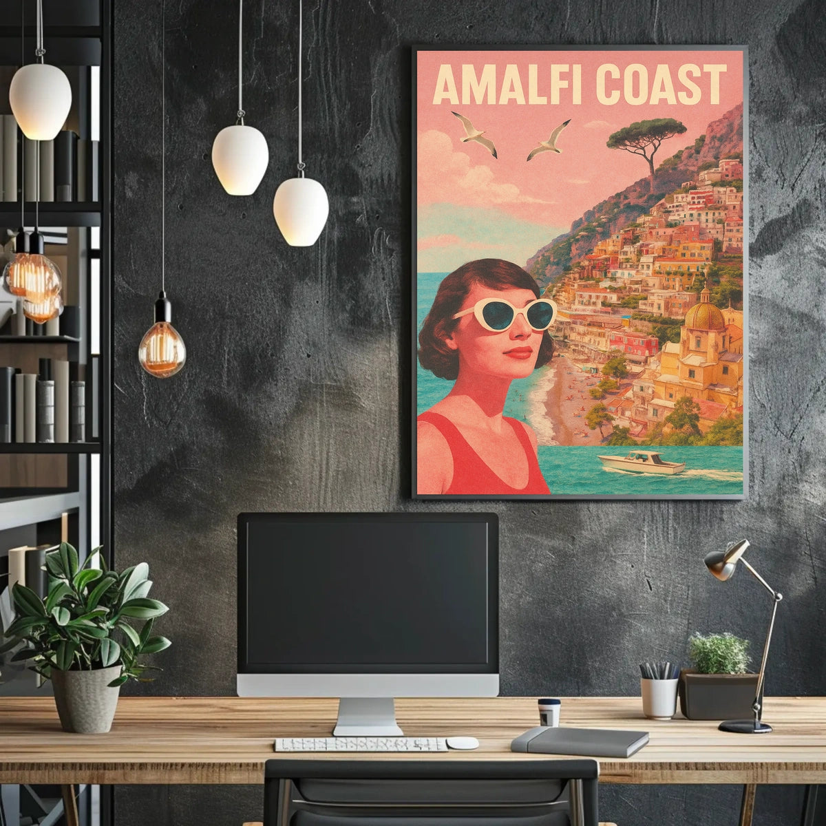 Amalfi Coast Vintage Travel Poster Wall Art Decor Print
