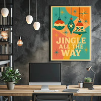Festive Christmas Ornaments Retro Design Abstract Artistic Poster
