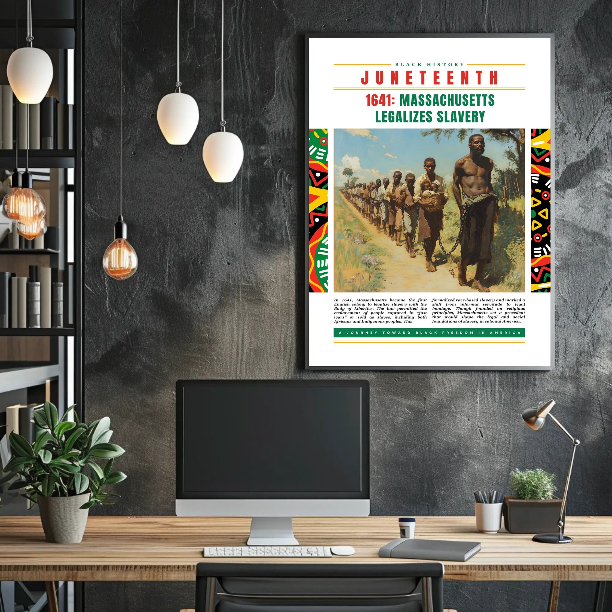Black History Event: 1641 Slavery Legalization Educational Poster