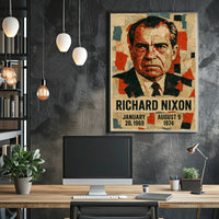 Richard Nixon 37th President of the United States Layered paper Collage Poster