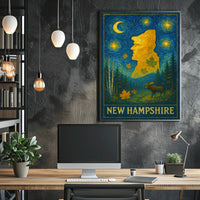 New Hampshire Starry Night Artistic Poster