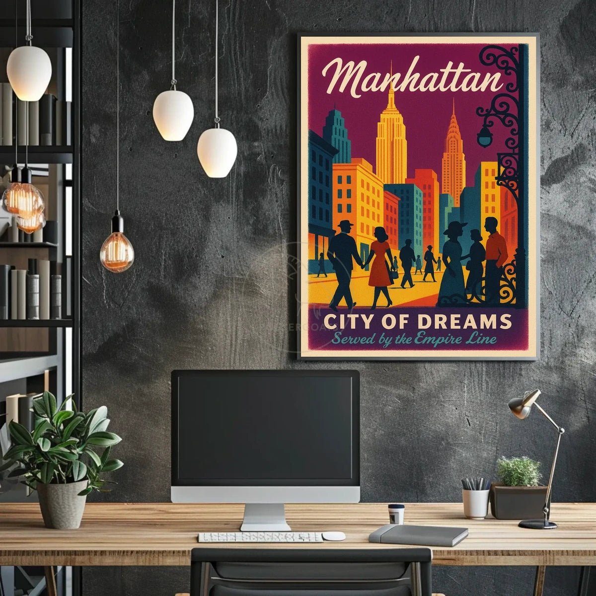 Manhattan City of Dreams Vintage Travel Poster